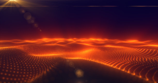 抽象的橙色能量表面与魔法波的粒子和点与模糊和辉光与一个抽象的背景结束图片下载