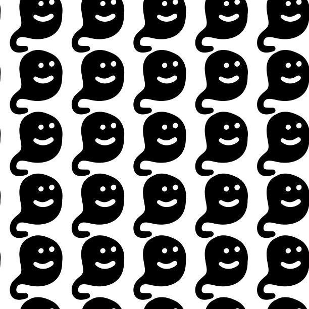 鬼怪卡通黑白无缝图片下载