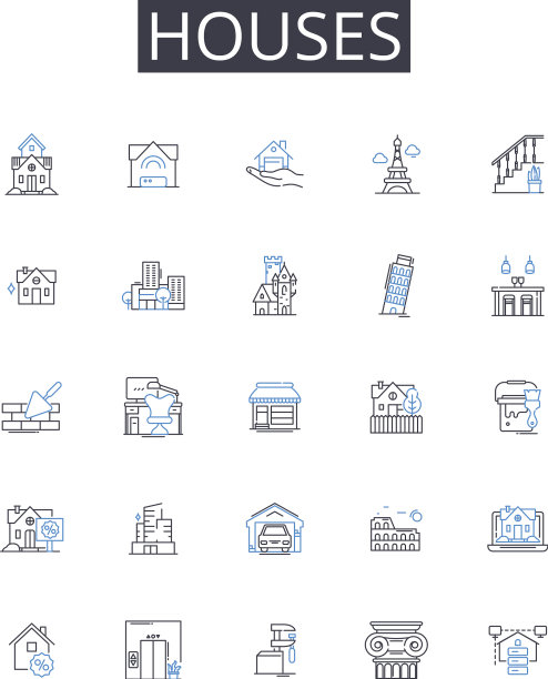 房屋线条图标收藏住宅图片下载