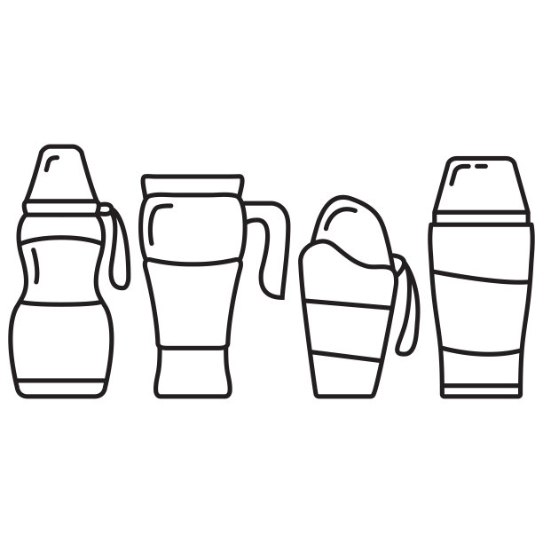 一套热水瓶。保温瓶饮料容器。装有热饮的烧瓶或瓶子。图片下载