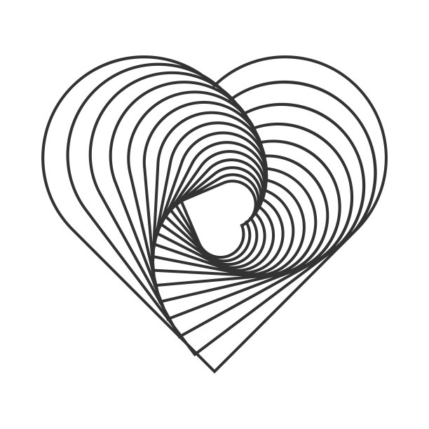 心形扭曲的形状。动态视错觉。设计元素被隔离在白色背景上。矢量图解图片下载