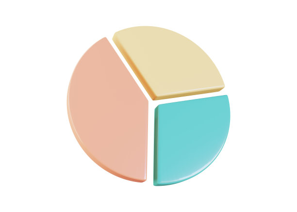 3d图标图表饼信息图与卡通风格和柔和的颜色在孤立的背景。3d渲染图。图片下载