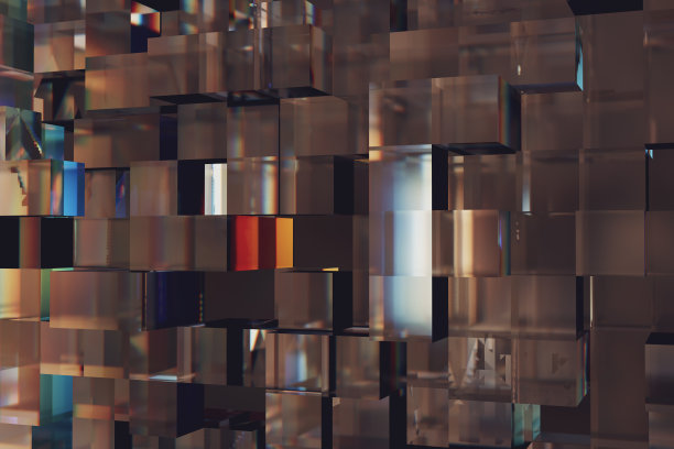 3d背景从玻璃立方体从俄罗斯方块与详细的反射和分散。3d渲染图。图片下载