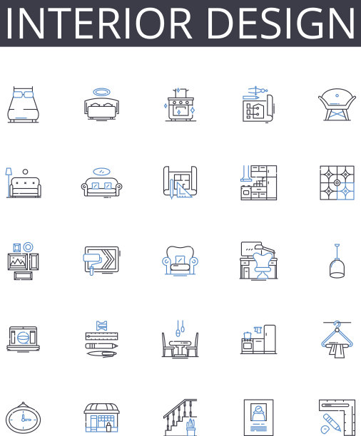 室内设计线条图标集合图形图片下载