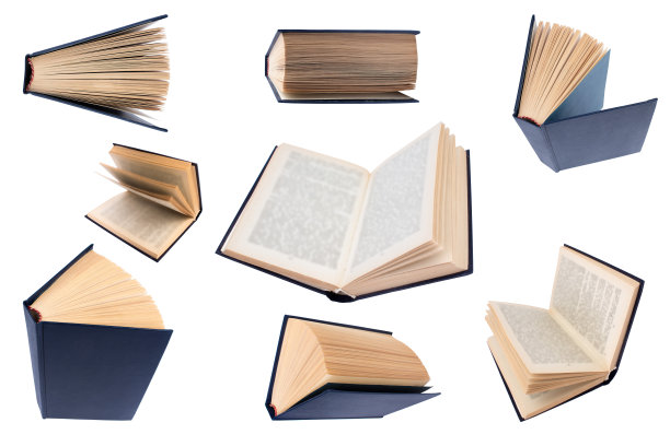 在白色背景上孤立的各种书籍的集合。每一个都是单独拍摄的。图片下载