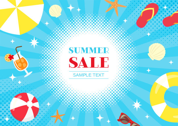 夏天的背景与阳光和海滩项目。矢量插图。图片下载