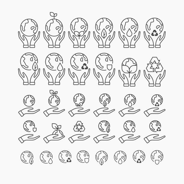 简单的图标图形设计的生态和环境，矢量插图图片下载