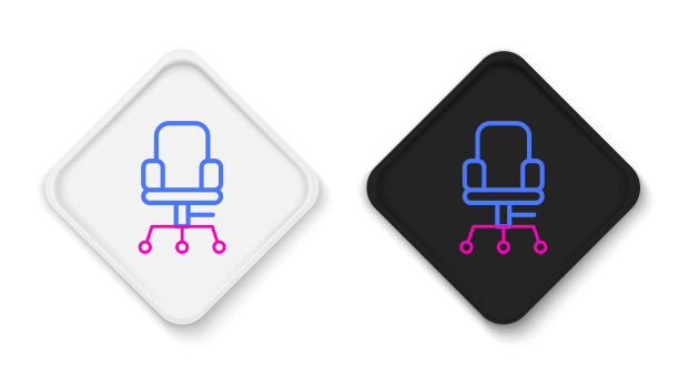 线办公室椅子图标孤立的白色背景。色彩缤纷的轮廓概念。向量图片下载