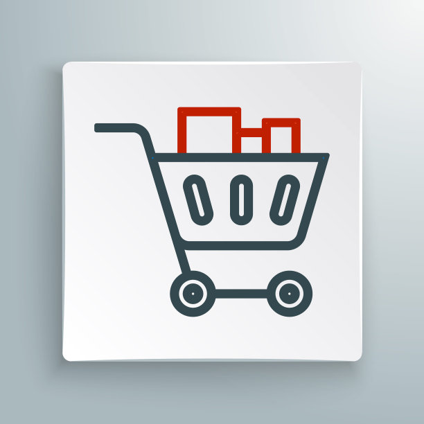 购物车和食品图标隔离在白色背景。食品店，超市。色彩缤纷的轮廓概念。向量图片下载