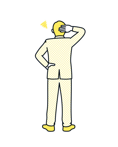 一个商人在痛苦中挠头的背影。撞墙男子的剪贴画。图片下载