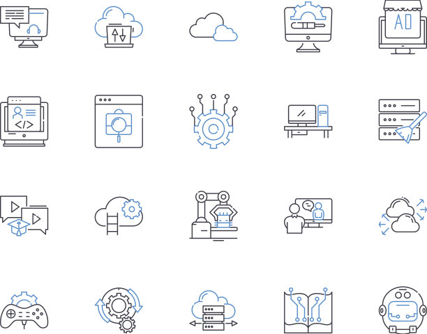 在线光泽线图标收集数字e图片下载