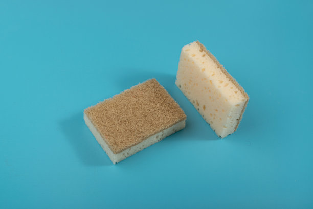 天然海绵在蓝色，生态棕色海绵，环保卫生配件，苏格兰布里特洗碗机图片下载