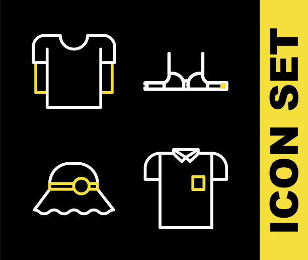 集线胸罩，Polo衫，优雅的妇女帽子和长袖图标。向量图片下载