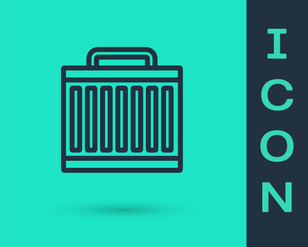 汽车散热器冷却系统图标隔离在绿色背景。向量图片下载