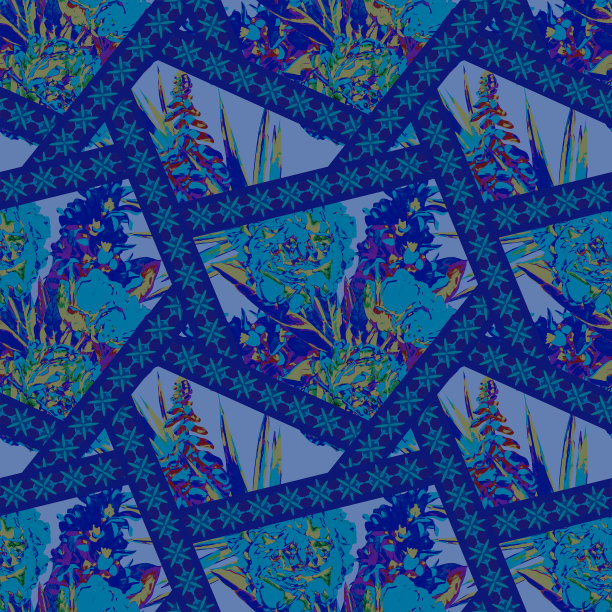 几何与春天的花朵无缝图案。图片下载