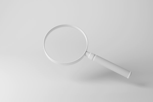 极简主义放大镜漂浮在白色单色背景。说明搜索、发现和探索的概念图片下载