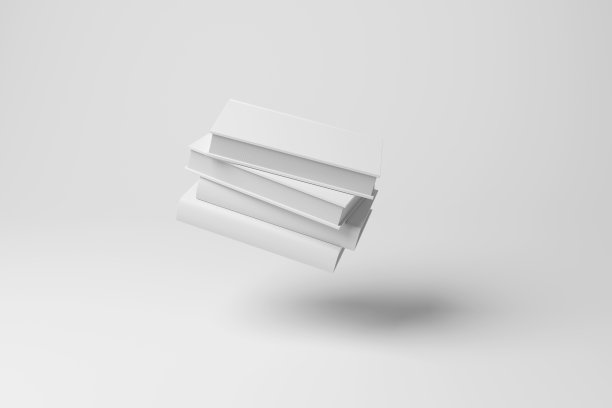 一堆白色的书漂浮在白色的背景上，创造了一个单色的设计。说明极简主义的概念，学习，图书馆，学校和生活学习图片下载