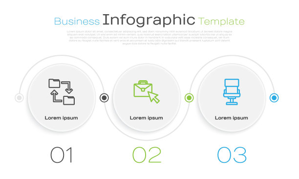 联机云存储文件夹，联机办公椅。业务信息图表模板。向量图片下载