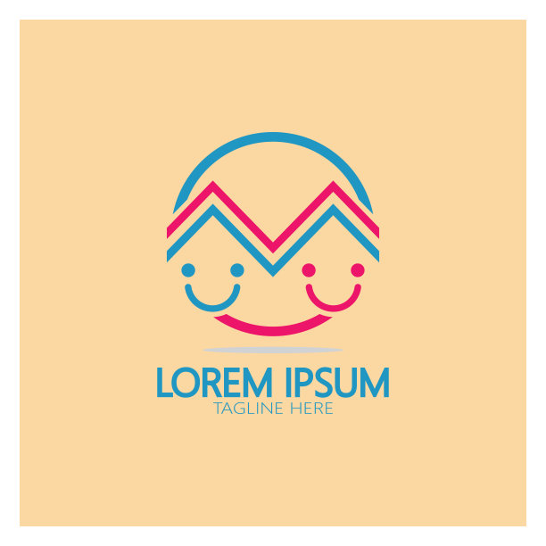 幼儿园标志设计简单的矢量模板图标说明，为教育、游戏小组、儿童学习之家、儿童学校增添了现代的概念图片下载