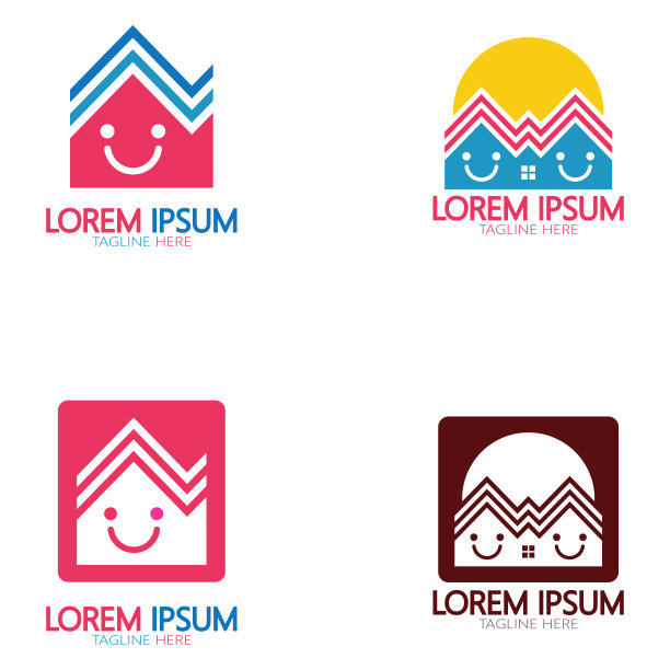 幼儿园标志设计简单的矢量模板图标说明，为教育、游戏小组、儿童学习之家、儿童学校增添了现代的概念图片下载