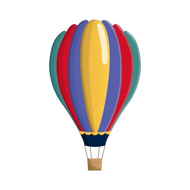 带篮子的彩色气球。游客极限运动。矢量插图隔离在白色背景上。图片下载
