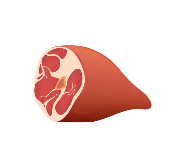 火腿一块肉矢量插图上的白色背景图片下载