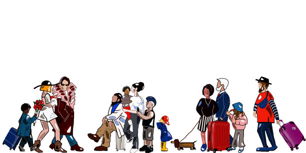 人，男人，女人，带着行李，见面，送行，旅行图片下载