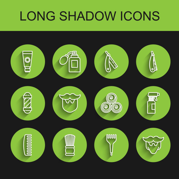 集线发刷，剃须，奶油或乳液化妆品管，胡子和胡子，理发师手枪喷雾瓶和毛巾卷图标。向量图片下载