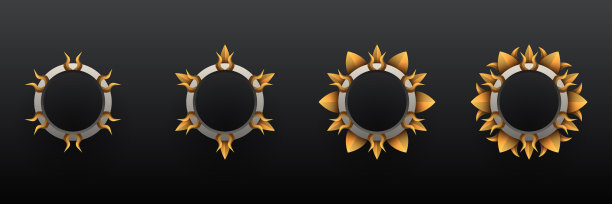 复古的银色和金色圆形游戏头像横幅框架的游戏ui设计图片下载