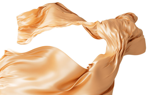 金丝面料，金布材质随风飞扬，3d渲染。图片下载