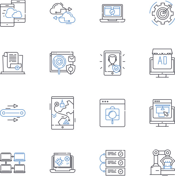 电脑化光滑线条图标集合闪亮图片下载