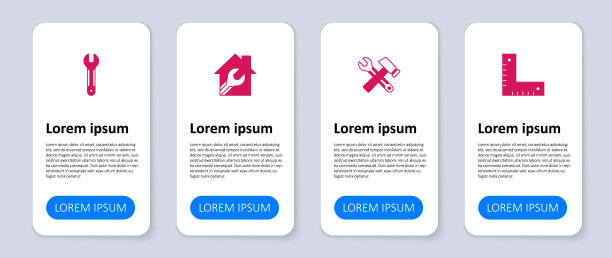 设置角尺，锤子和扳手扳手，房子和扳手。业务信息图表模板。向量图片下载