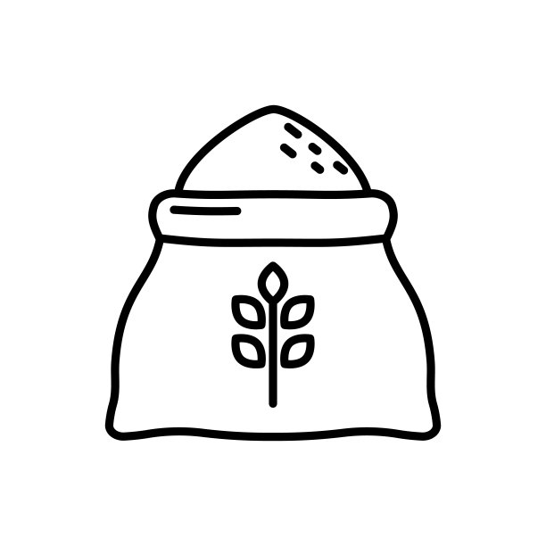 袋装小麦线图标在白色背景图片下载