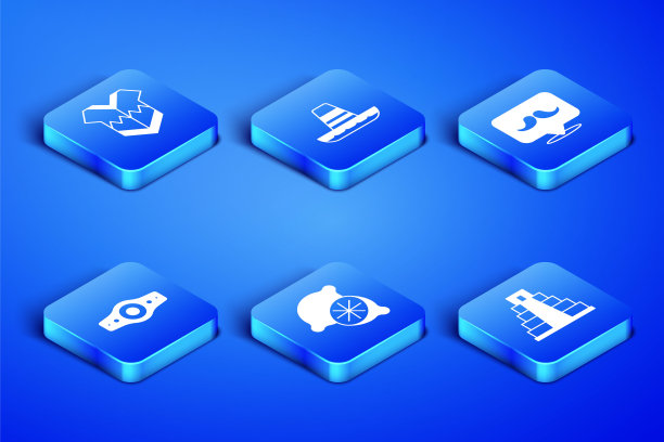 集奇琴伊察在玛雅，斗篷，石灰，摔跤冠军腰带，墨西哥宽边帽和胡子图标。向量图片下载