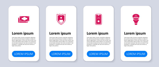 设置出租车司机，手机应用程序，人寿保险与盾牌和堆栈纸币现金。业务信息图表模板。向量图片下载