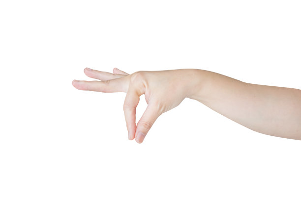 女人的手势拿着孤立的白色背景的东西图片下载