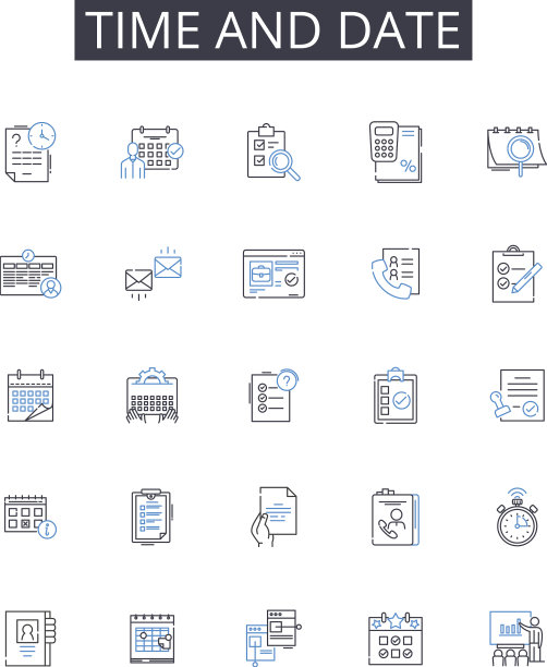 时间和日期线图标收集持续时间图片下载