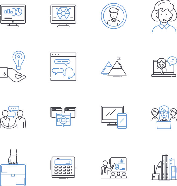 公司馆舍线条图标收集地点图片下载