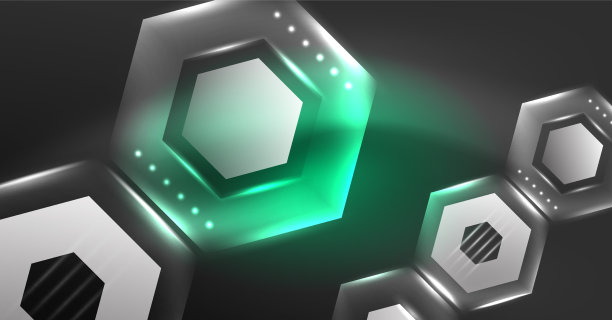 霓虹六边形背景高科技设计图片下载