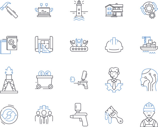 工程师线图标集合设计创新图片下载