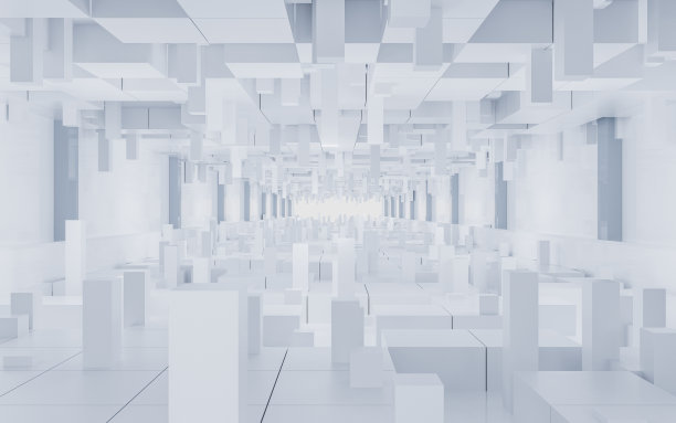 数字立方体与网络空间背景，3d渲染。图片下载