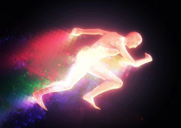 3d插图结合图像效果对一个人跑步的剪影图片下载