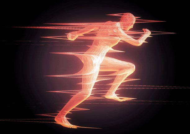 3d插图结合图像效果对一个人跑步的剪影图片下载