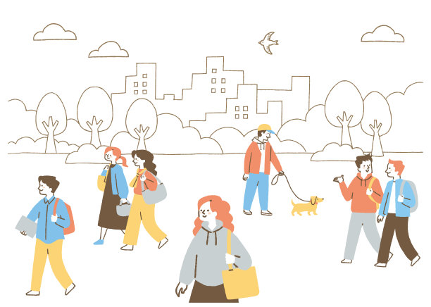 各色各样的人穿过公园图片下载