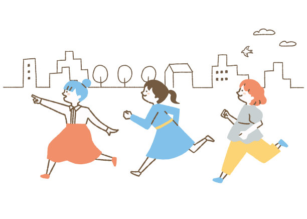 3个女孩在镇上跑来跑去图片下载