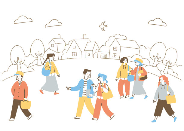 上学和放学的学生都有不同的颜色图片下载