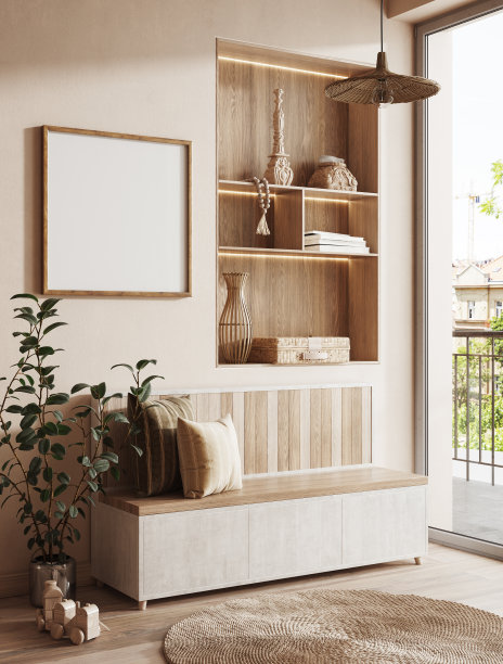 框架模型在走廊内部背景图片下载