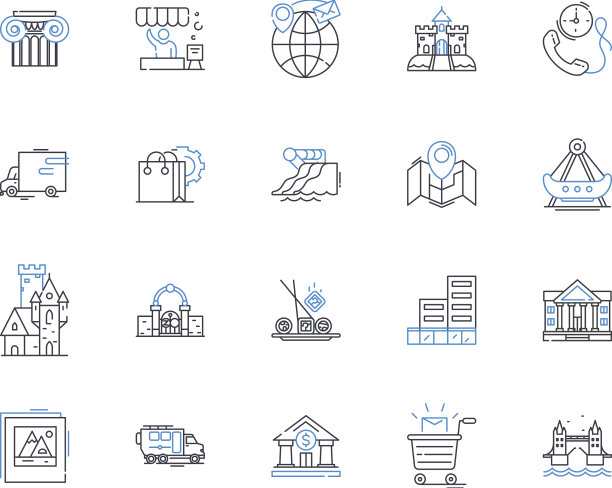商业区购物线图标集合图片下载