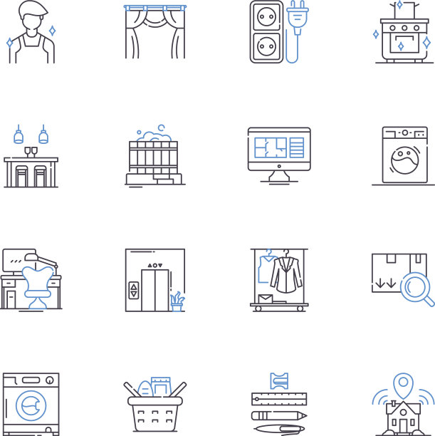 室内装修线条图标集合设计图片下载