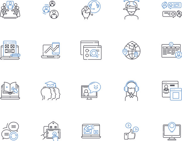 远程学习线图标集合虚拟图片下载